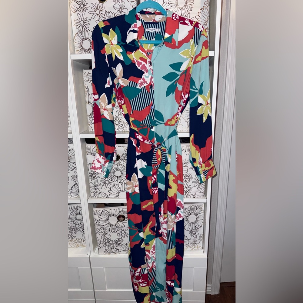 Chico's Floral Button-Front Shirt Dress (.5/6) Spring cleaning-Open to offers